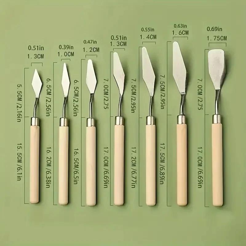 7 шт. Палитра для смешивания цветов Инструменты для рисования Деревянный набор мастихинов из красного дерева для гуаши, акварели и масляной живописи