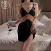 Sex Underwear Simulation Silk Suspender Autumn and Winter Hollow Pure Desire Sexy Dress with Robe Large Size Clothes