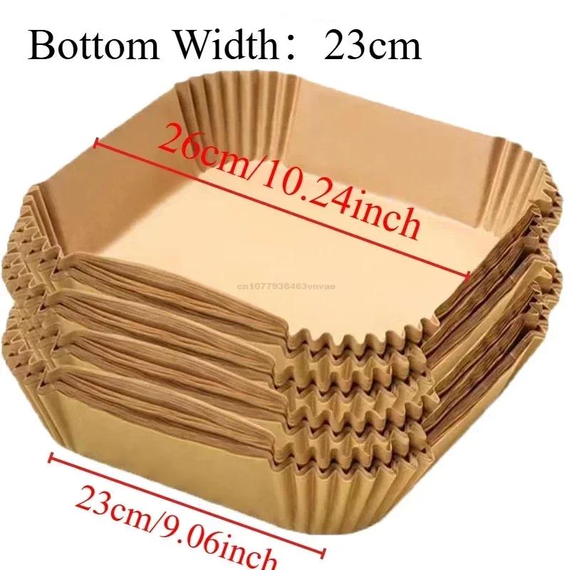 Бумага для приготовления во фритюрнице, одноразовая бумага, квадратная, круглая, для выпечки, для барбекю, тарелка, антипригарный коврик, кухонный инструмент, бумага для поглощения масла для духовки