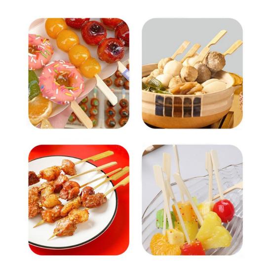 100 шт. деревянных шпажек 6 дюймов, прочные коктейльные шпажки для закусок, плоские палочки для еды на вечеринке, барбекю, фруктов, сыра, досок для колбасных изделий, аксессуары