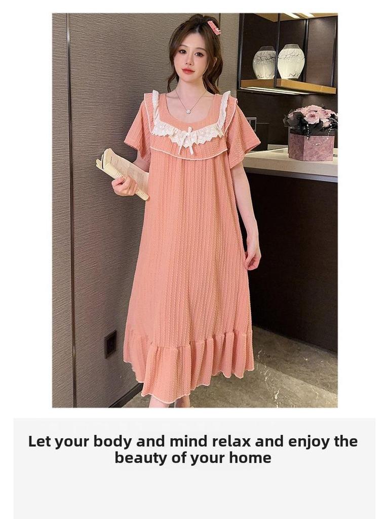 Женская летняя свободная ночная рубашка больших размеров с коротким рукавом – милая и удобная