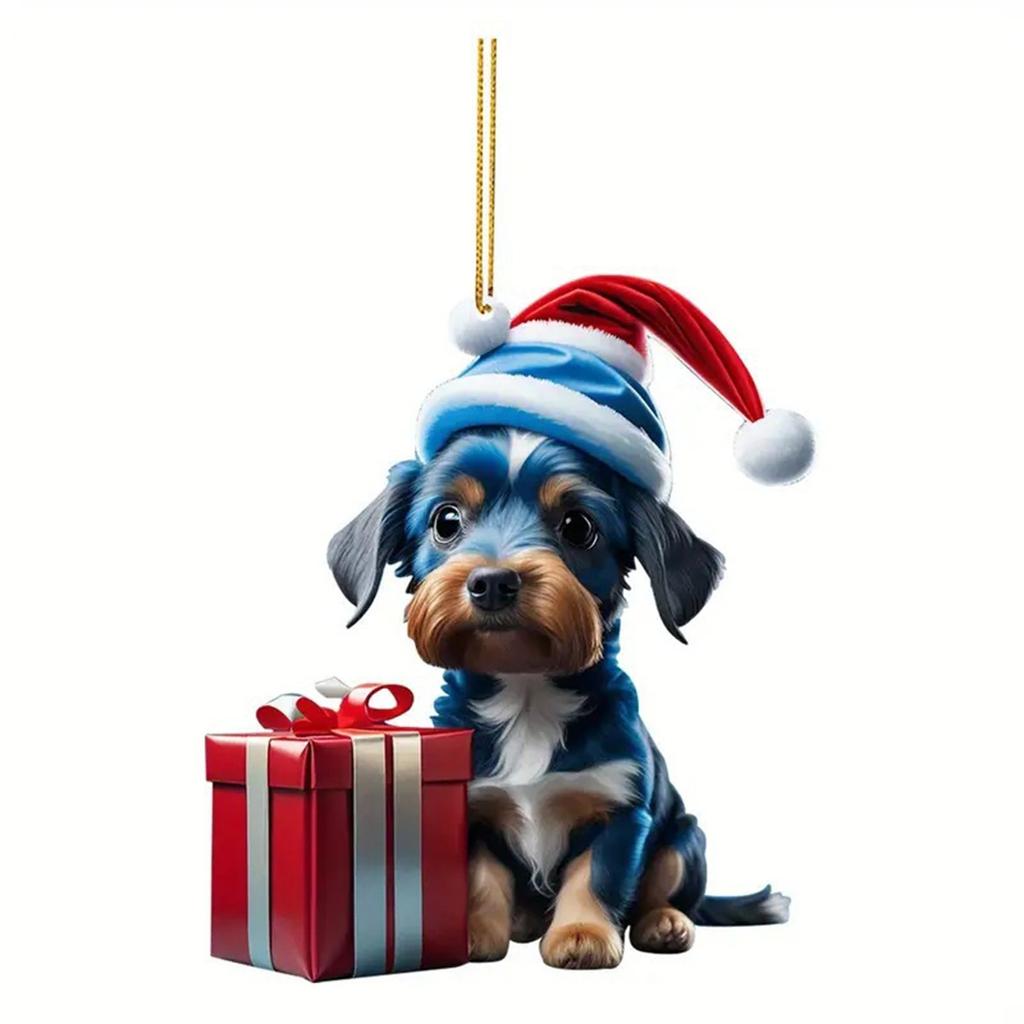 New Christmas Dog Christmas Tree Decorations Pendant Acrylic Flat Christmas Gift Decoration Pendant