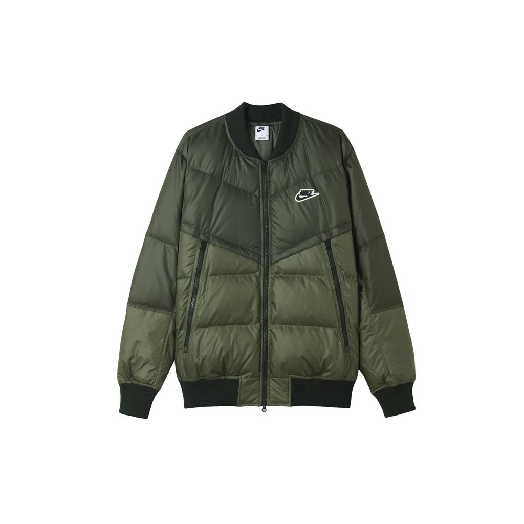 Nike Solid Color Logo Zip-Up Down Jacket Men Outerwear Green DV4275-380