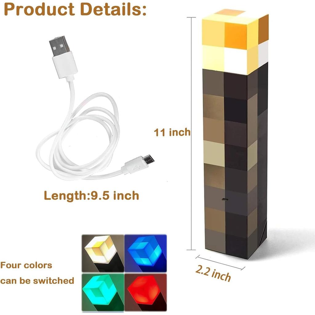 Светящийся настенный светильник-факел Фонарик - Ночник с USB-зарядкой, 4 режима освещения - Настенное или ручное светодиодное освещение для детской игровой комнаты
