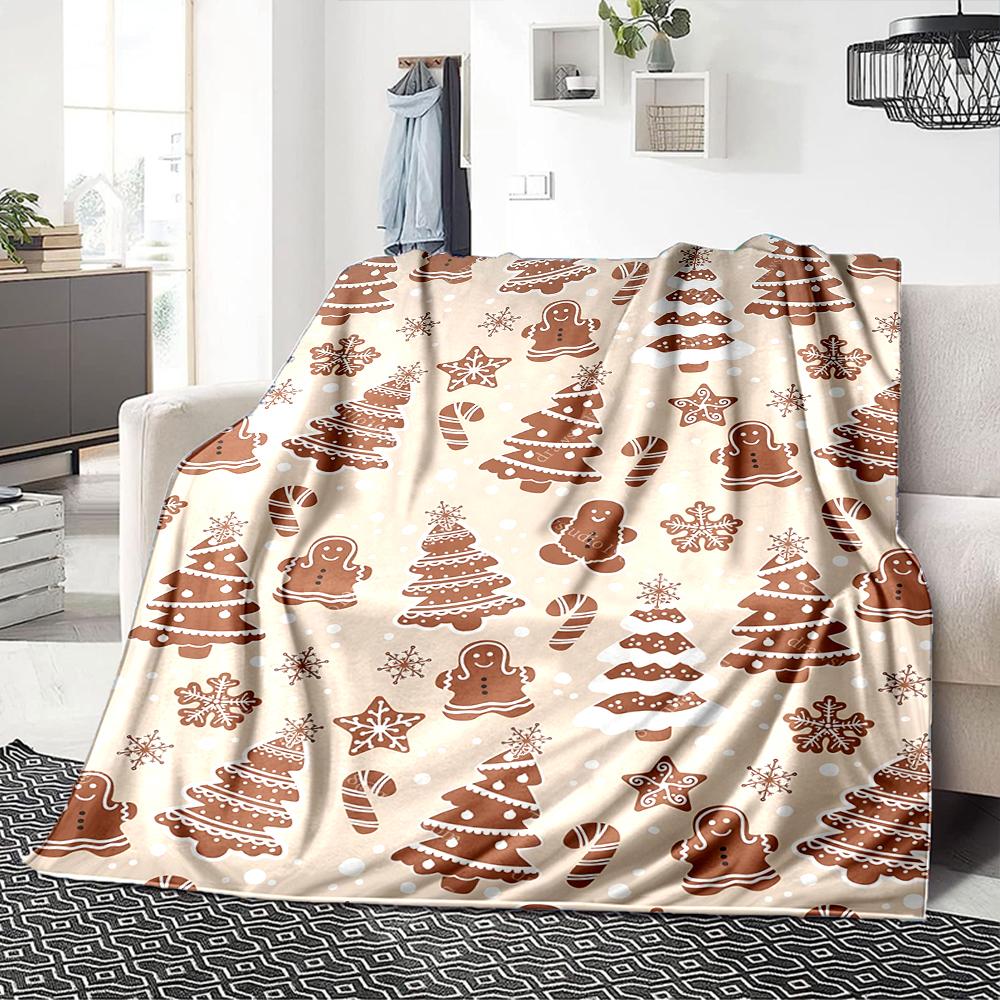 Christmas Gingerbread Cookies Blanket Soft Throw Blanket For Home Bedroom Bed Sofa Travel Office Solid Christmas Blanket