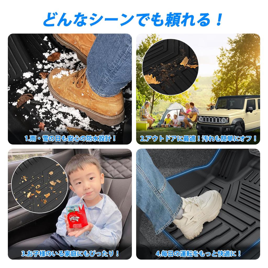 Автоковрики Virauto 3D для Suzuki New Jimny Nomad JC74W Автоматическая коробка передач 2025 1-й 2-й Царапина Пятно Истирание Легкий Легкий Индивидуальный Комплект из 3 (апреля