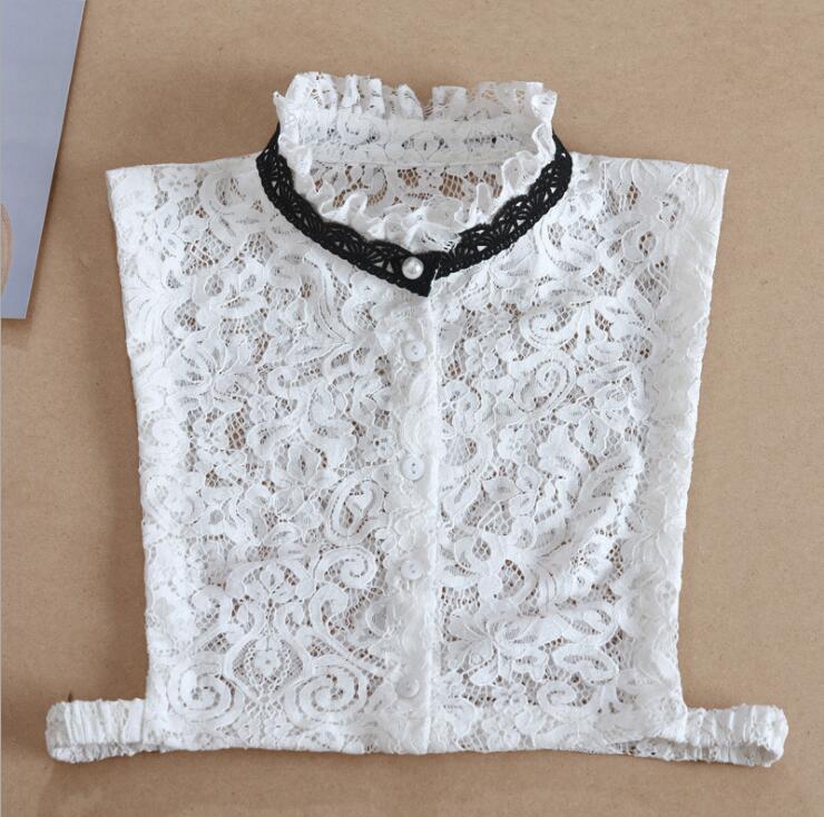 Elegant Lace Collars For Women Shirt Fake False Collar With Beads White Detachable Collar For Women Half Shirt Col Nep Kraagie