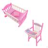 Bed Crib and High , Cradle Mattress Bedding Set, Dolls Collection for Dollhouse Infant Room
