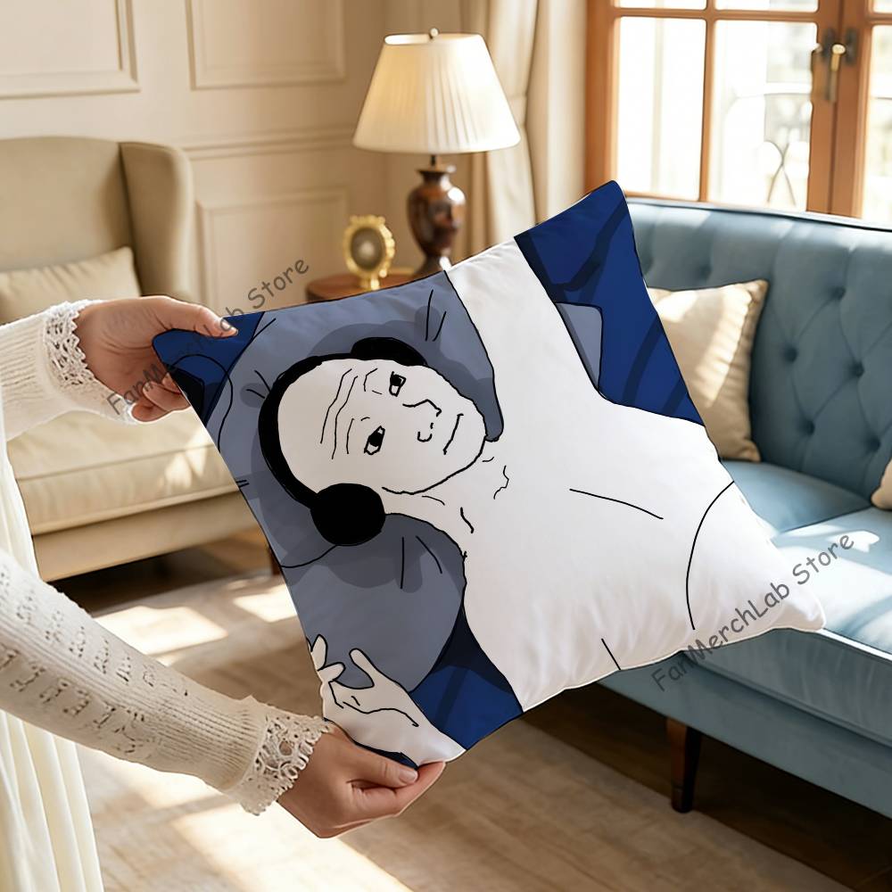 Creative Funny Wojak Meme Pillow Case For Sofa Decor Car Office Room Printing Cushion Cover Decorations and Protector