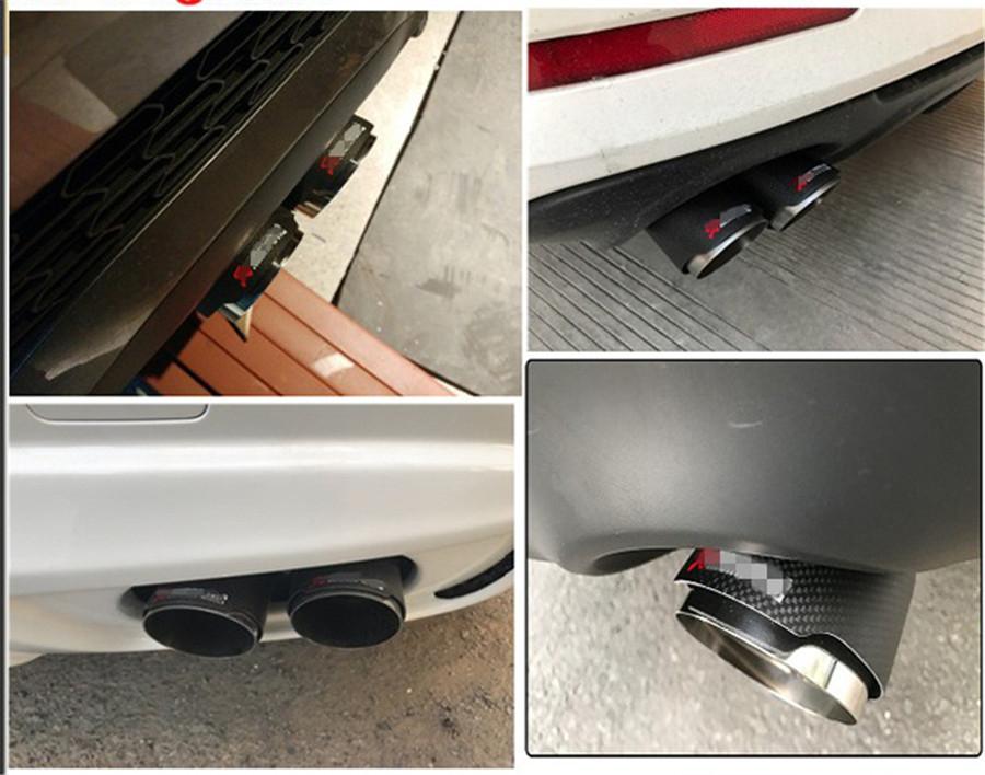 Universal Glossy 100% Real Carbon Fiber 63mm In 89mm Out Car SUV Dual Pipe Right Exhaust Pipe Tail Muffler Tip Blue