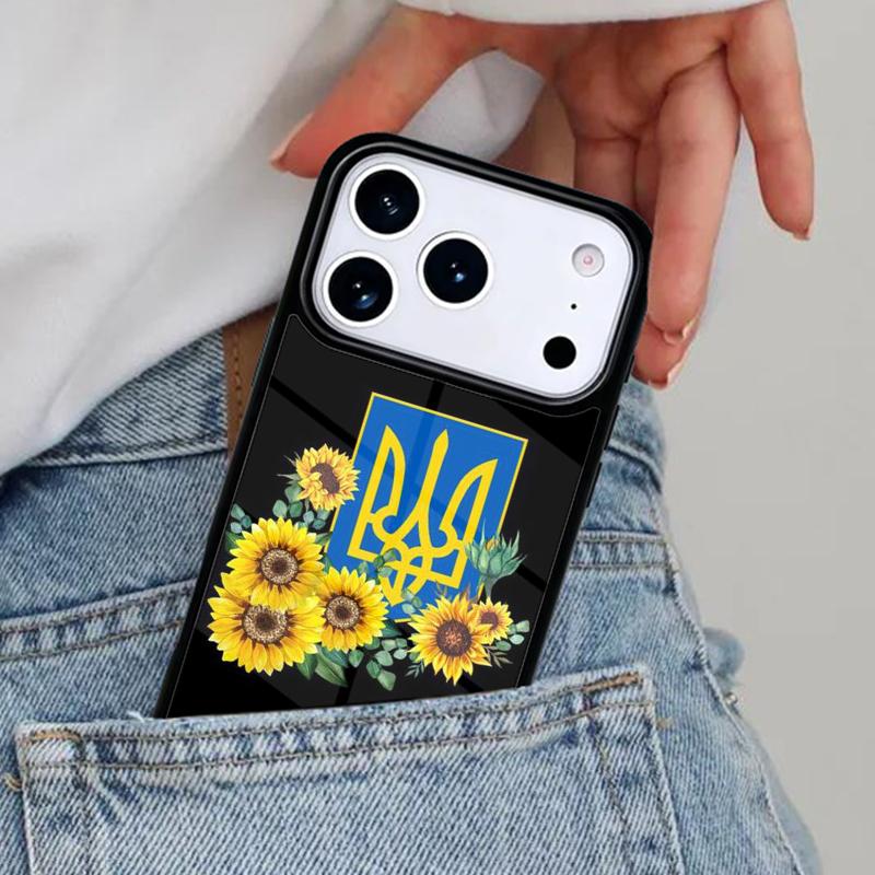 Мягкий чехол для телефона с флагом Украины Тризуб для iPhone 17ProMax 12 13 14 15 16e 17 Pro Max Plus Air Cover