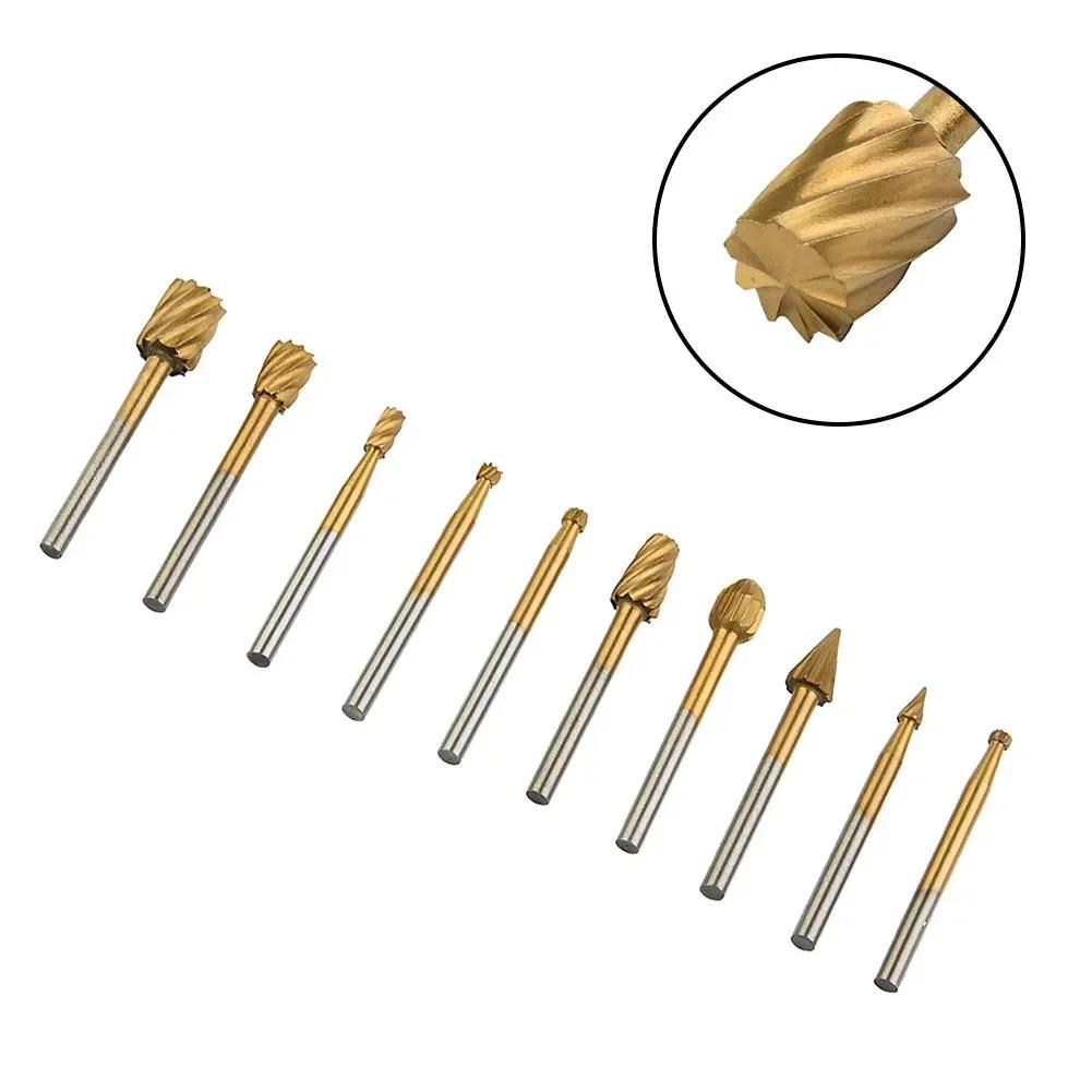 10 шт. Набор сверл HSS Rotary Router Drill Bits Burr Tools Wood Drill Cutting DIY Routing Carving Electric Grind EngravingTool