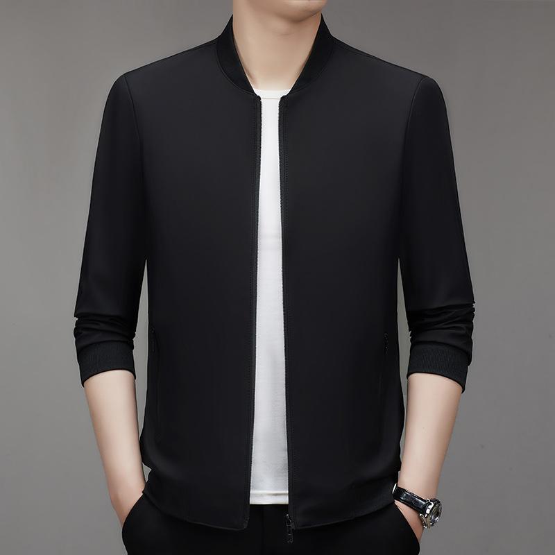 Весной популярные деловые куртки для молодых и средних мужчин, готовые однотонные мужские куртки с воротником-стойкой и застежкой-молнией для мужчин