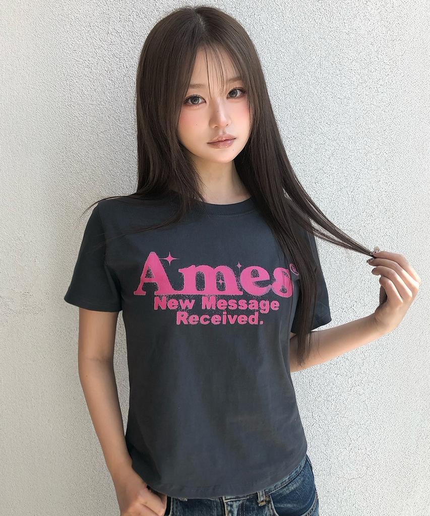 AMES-WORLDWIDE Укороченная футболка с круглым подолом Угольный