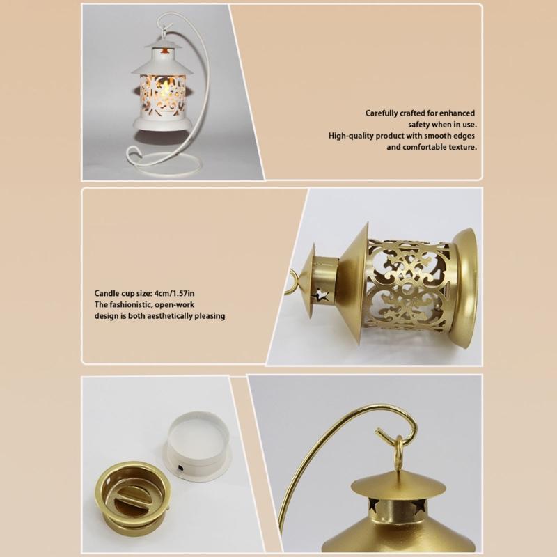 Moroccans Wrought Iron Hanging Candle Lanterns Tealight Holders With Intricate Cutout Pattern For Romantics Home Decors