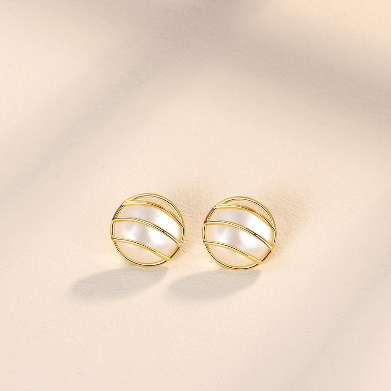 Серьги-гвоздики с жемчугом, женские, нишевый дизайн, легкие, роскошные, круглые, стиль Ins, модные, универсальные, белые, рябчиковые серьги