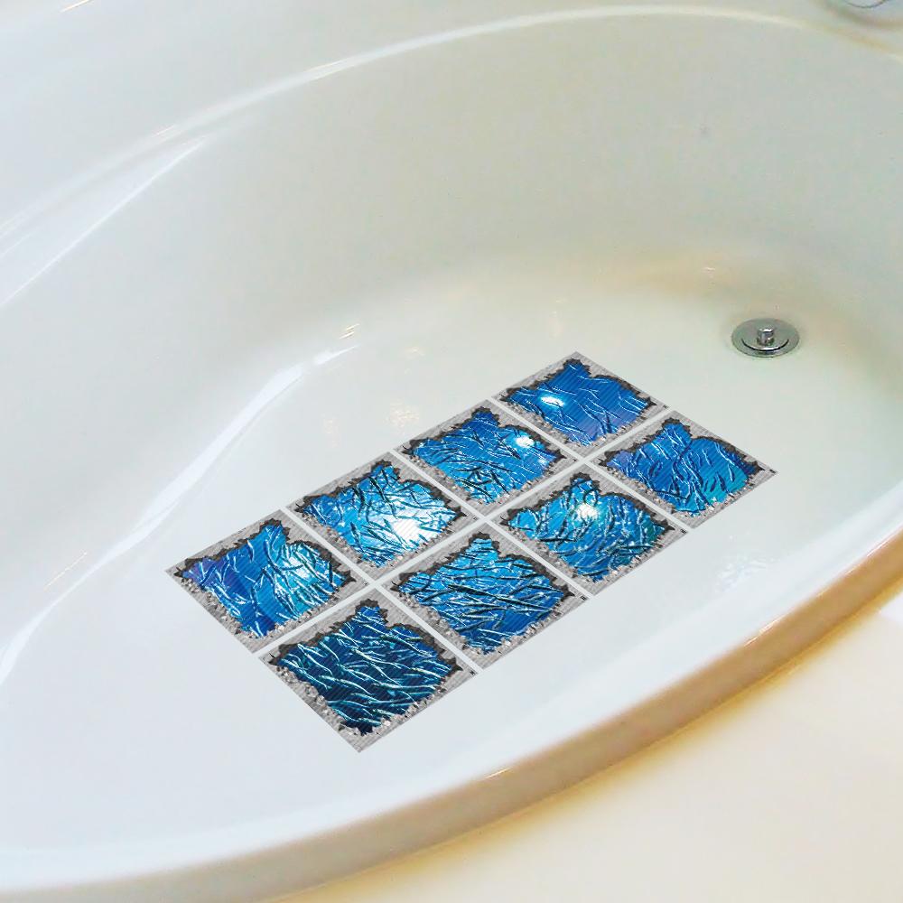 8Pcs 3D Bathtub Anti-Slip Stickers - Waterproof PVC Bathroom Safety Decals - Decorative 13x13cm Removable Self-Adhesive Mural