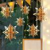 6Pcs 3D Holographic Snowflake Decorations Waterproof Glitter Paper Snowflakes Winter Home Decor for Christmas New Year's Birthday Parties