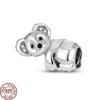 Animal Collection Dangle 925 Sterling Silver Pave Monkey Charm Beads Fit Original  Bracelet DIY Jewelry Making For Women