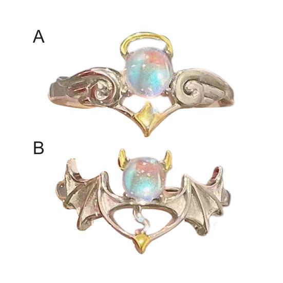 Кольцо для пары, регулируемое открытие для мужчин и женщин, блестящее кольцо на палец из искусственного лунного камня для свадьбы