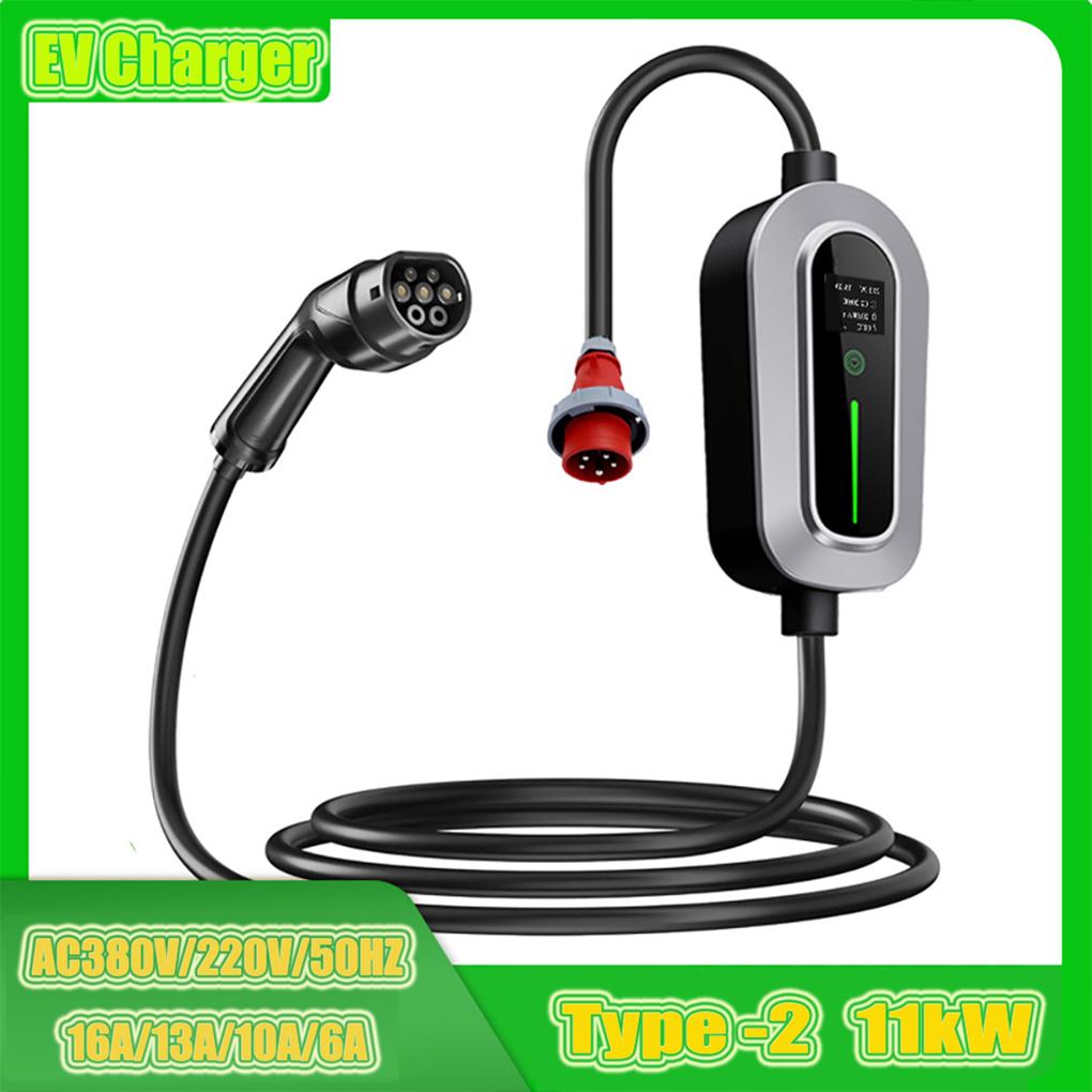 5M EV Charger Type2 IEC 62196-2 Кабель для быстрой зарядки 11 кВт/16 А/5 м/380 В 220 В Настенное автомобильное зарядное устройство Трехфазная промышленная вилка CEE