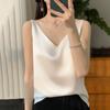 Silk Satin Two-shoulder Sling Women's Vest Summer Slim V-neck Short Temperament Inner Top T-shirt