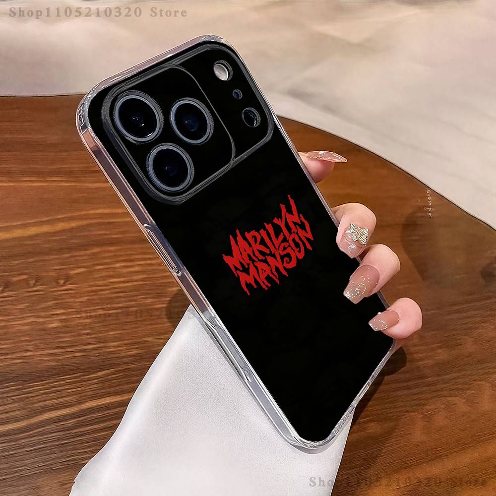 Чехол для телефона M-Marilyn M-Manson для iPhone 17,16,15,14,13,12,11 Pro,Max,Plus,XR,Mini,E Прозрачный Мягкий чехол с полным покрытием
