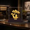 Abundant Wealth Tree with Fortune God Figurine, Premium Sandblasted Metallic Sandy Finish, Oriental Feng Shui Art Style Decor, Prosperity Centerpiece
