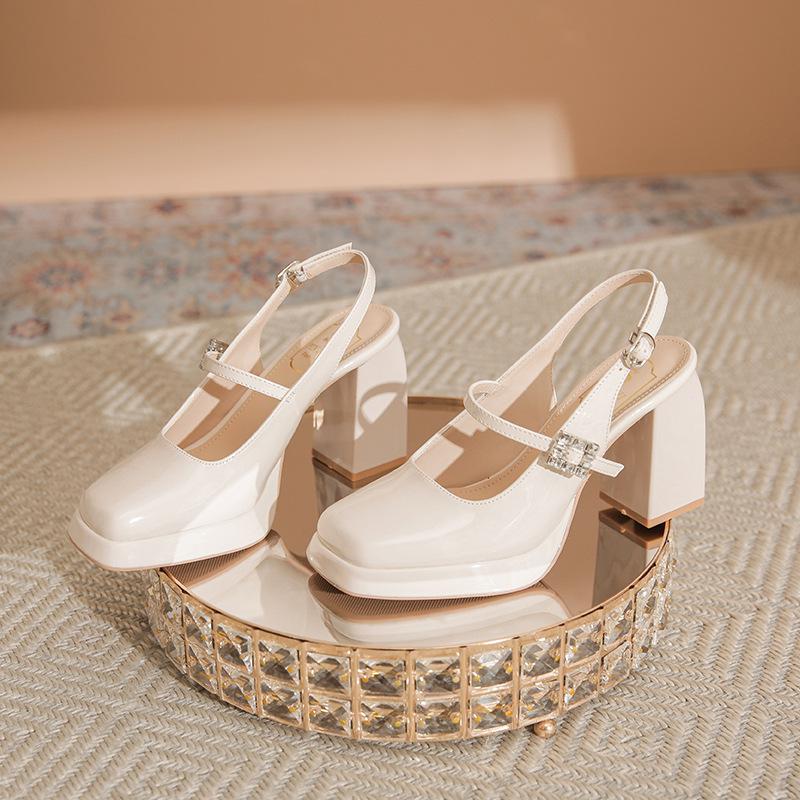 New Thick Heel Square Head Classic Female Mary Jane Shoes Summer Sandals