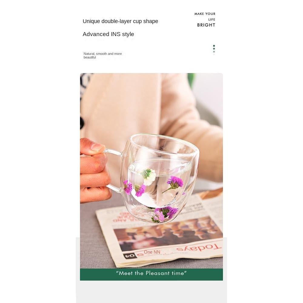 Кружка для кофе с наполнителем из сухоцветов, двойная стенка, креативная кружка для кофе