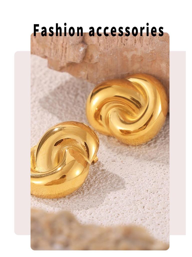 Элегантные европейско-американские серьги-кольца с двумя петлями: Изящная титановая сталь 18-каратного золота, не выцветает, идеально подходит для лета.