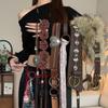 Vintage Bohemian Brown Belt Women's Niche Rivet Wide Version Belt Ethnic Style with Skirt Waist Seal Accessories