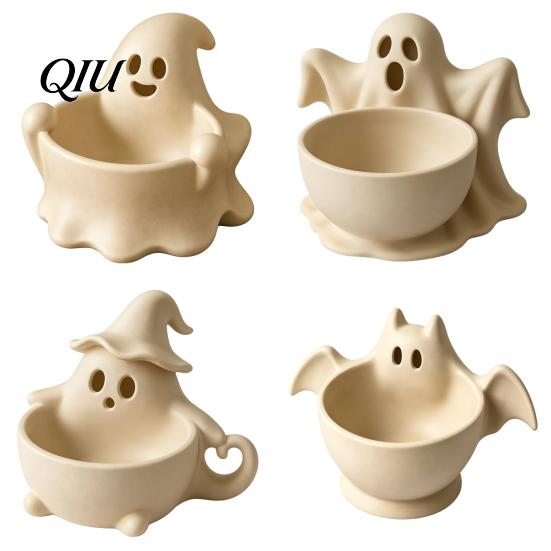 Ghost Snack Container 3D Printed Halloween Bowl, Trick or Treat Candy Theme Ornament Serving Decorative Storage Tray Dish, Party Supplies Versatile