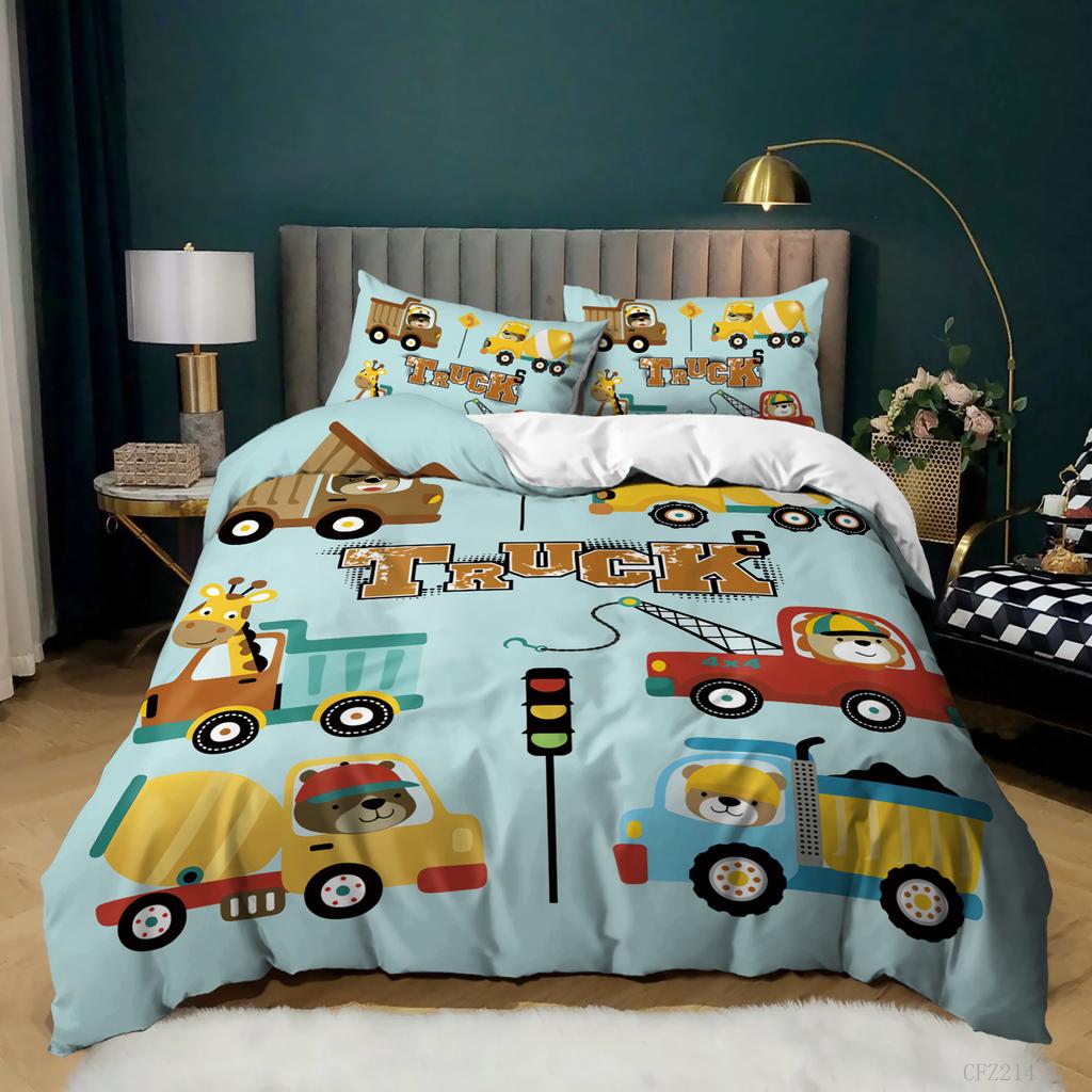 Cartoon Car Rv Quilt Cover Three-Piece Bedding