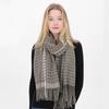 Cashmere Winter Check Muffler Black+Brown Long Scarf