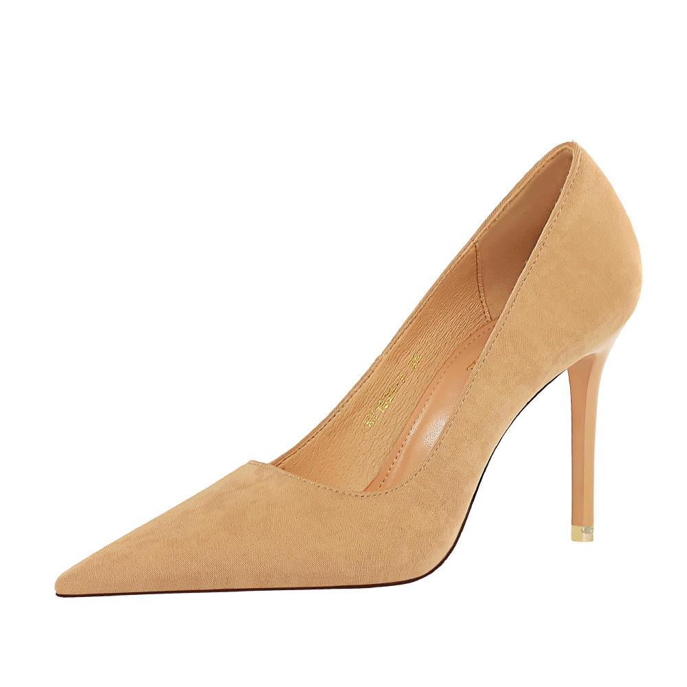 Bigtree Fashion Thin Heel 10.5CM Super High Heel Suede Shallow Mouth Pointed Sexy Single Shoe