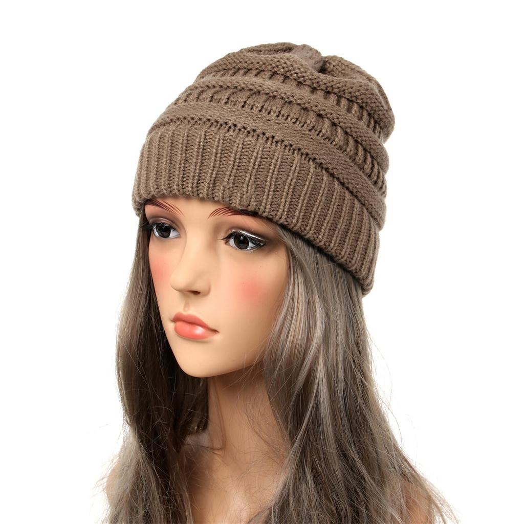 New Autumn And Winter Wool Cap European And American Women's Capped Cap Warm Knitted Cap Simple Solid-Coloured Cap