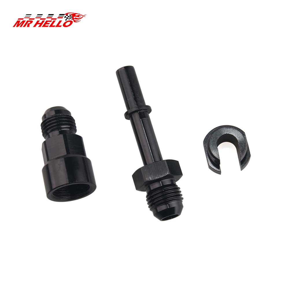 Quick Connect 6AN AN6 Male To 3/8" 5/16" Quick Disconnect Male Push On EFI Fitting Adapter Aluminum Black TF-1081-90-5/16