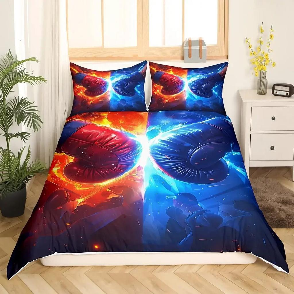 Пододеяльник для взрослого бокса размера «queen», Постельный набор на спортивную тематику, Пододеяльник с боксерскими перчатками, Пододеяльник с боксерским рисунком