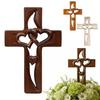 Intertwined Hearts Wooden Wall Decoration Hand-Carved Double Hearts Wall Sculpture Home Living Room Wall Hanging Christian Religious Ornament