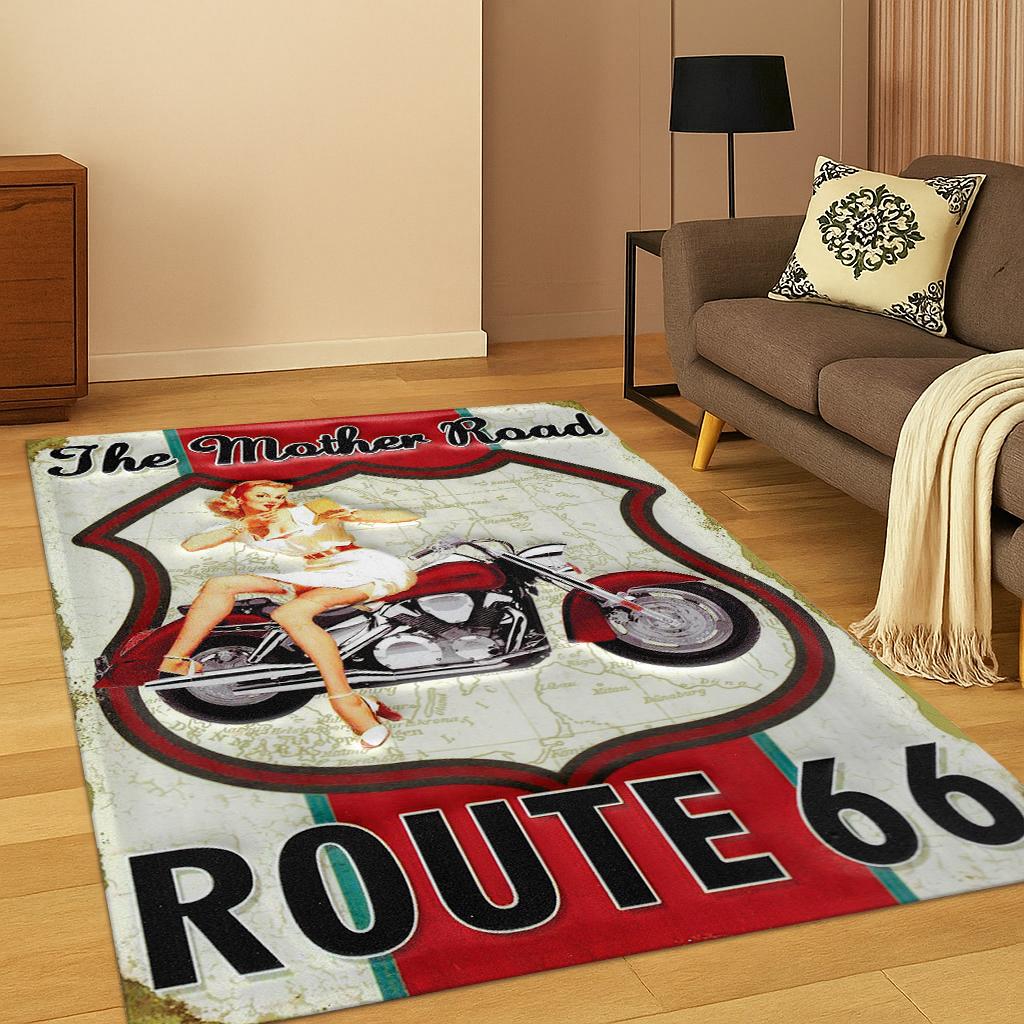 Ковер Retro America Mother Road Route 66 для гостиной, дивана, дома, спальни, кухни, прихожей, Декор, Игровая комната, Нескользящий коврик