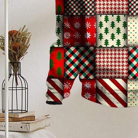 Men Christmas Top 3D Snowflake Printing Buttoned Stand Collar Plus Size Long Sleeves Mid Length Pullover Festive Holiday Sweatshirt