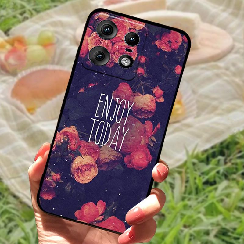 Чехол для Motorola Edge 50 Pro Модный Мраморный Силиконовый Черный Мягкий Бампер для Телефона Moto Edge 50 Pro Мультяшные ТПУ Оболочки
