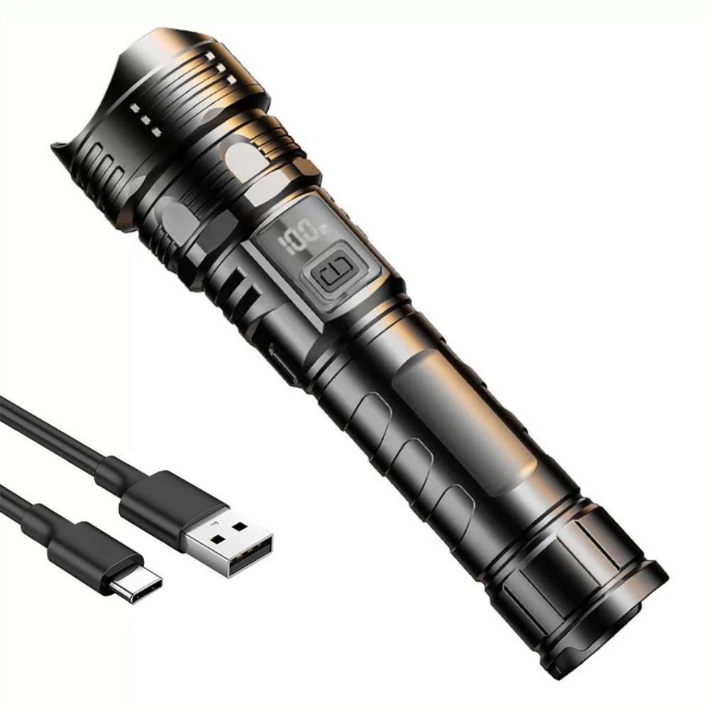 Портативный мощный светодиодный тактический фонарик со встроенной батареей типа C перезаряжаемый уличный дальний аварийный фонарик для кемпинга