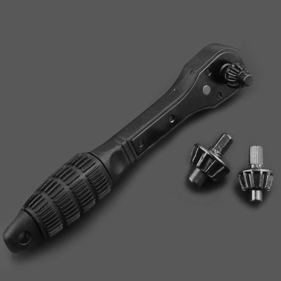 Universal Ratchet Drill Chuck Key Wrench Non-Slip Handle Ergonomic Design 2-in-1 Double Head Spanner Repair Wrench Tool