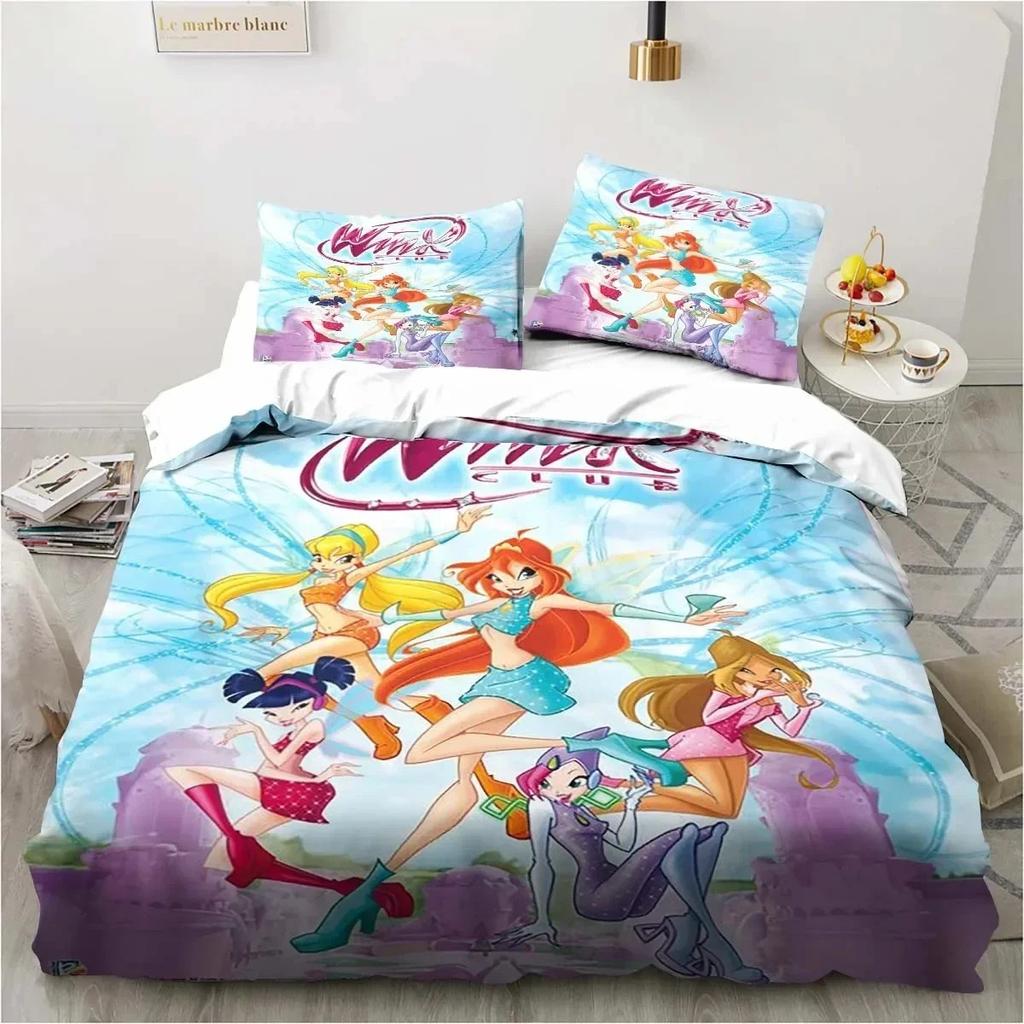 Комплект постельного белья с принтом 3D Winx Saga Club, пододеяльник, комплект постельного белья, пододеяльник, наволочка, одеяло размера king-size, комплект постельного белья для мальчиков и взрослых