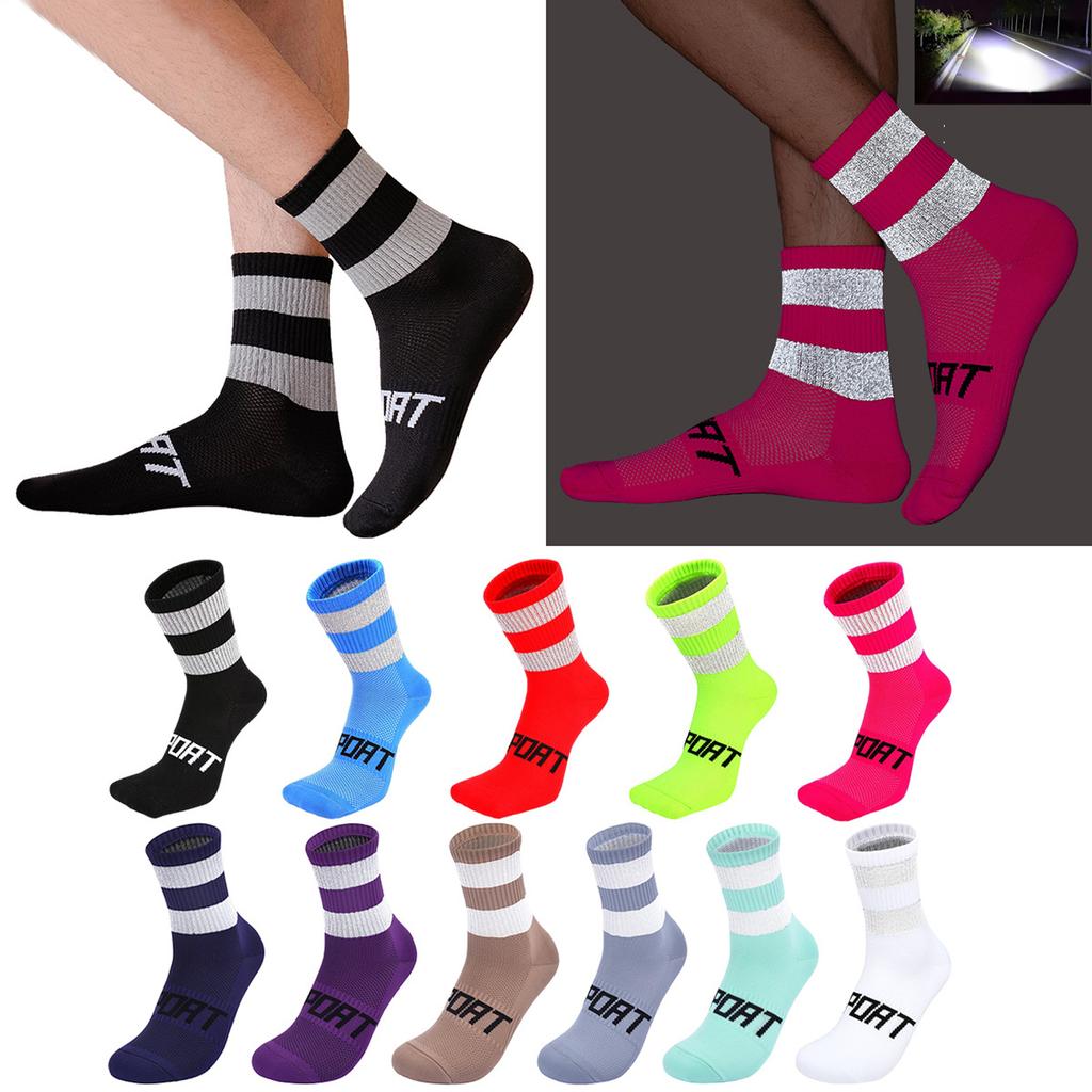 Men's and Children's Night Riding Reflective Cycling Socks Breathable Cycling Socks Running Socks Fitness Socks