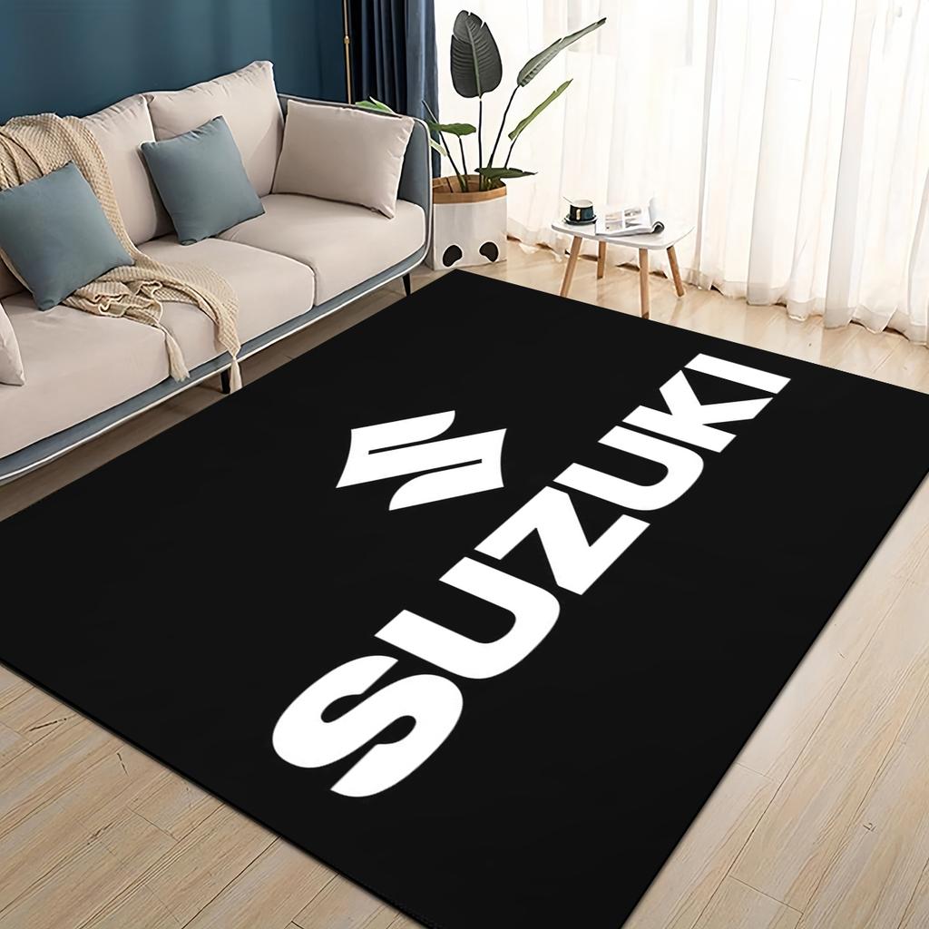 3D Гоночный автомобиль Логотип S-SUZUKI Мотоциклетный ковер для гостиной спальни домашнего дивана, Детский игровой нескользящий коврик для пола
