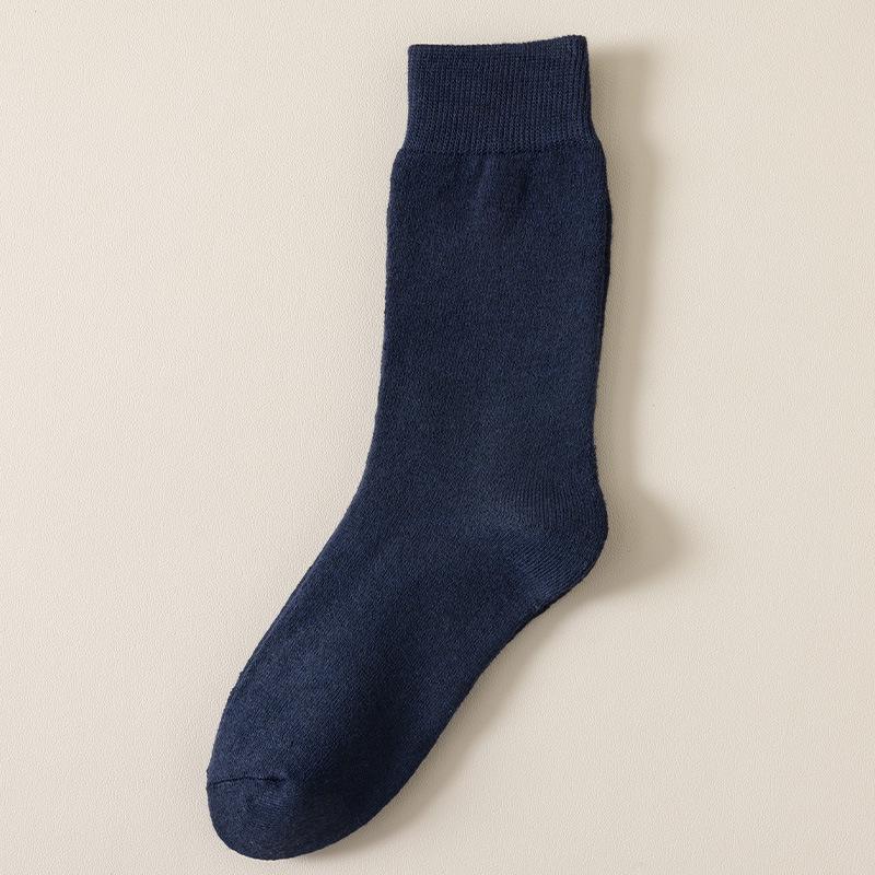 Мужские толстые плюшевые носки средней длины для зимы, весны и осени с махровой подошвой и однотонными цветами