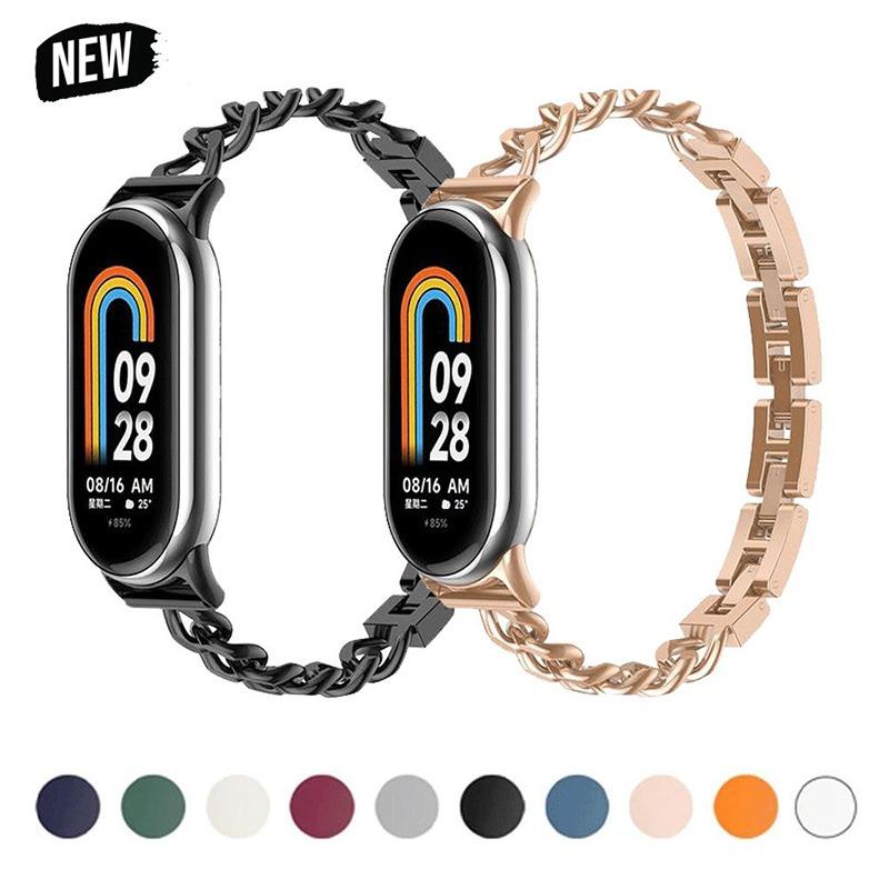 Роскошный ремешок из нержавеющей стали для Xiaomi Mi Band 10 9 8 Замена ремня умные часы для Mi Band 9 Браслет ремешок Аксессуары